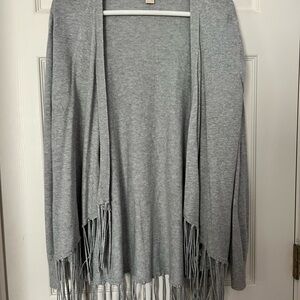 MICHAEL Michael Kors Light Gray Fringe Cardigan